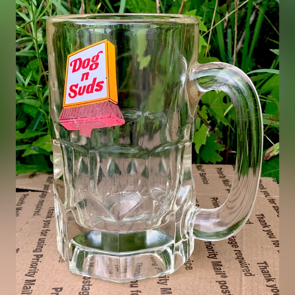 Vintage Mid Century Heavy Thumb Print DOG N SUDS Rootbeer Mug